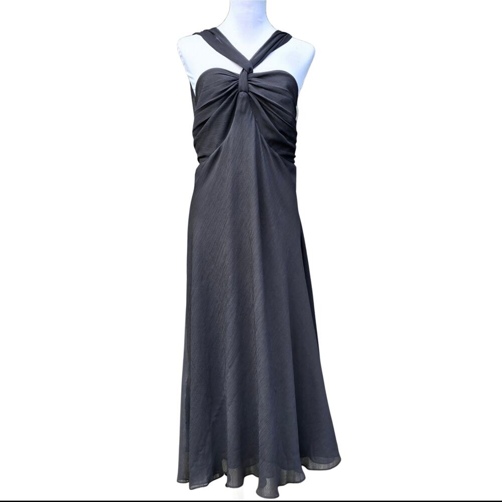 Lane Bryant Halter Dress Dress Plus Size 28 Black Flowy Georgette Twist Front